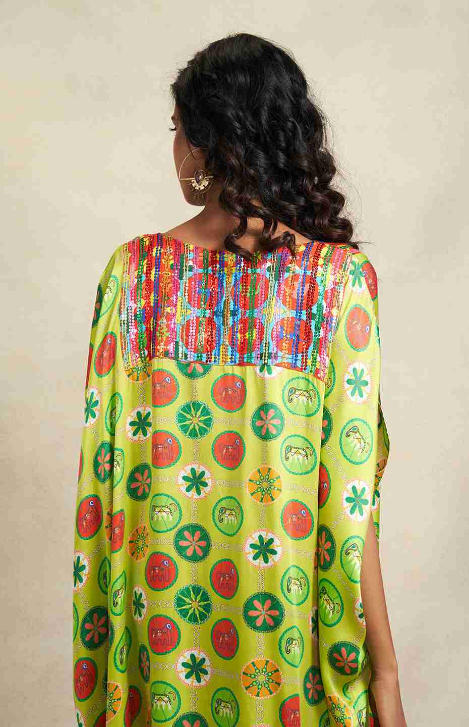 Green Sequins Kaftan