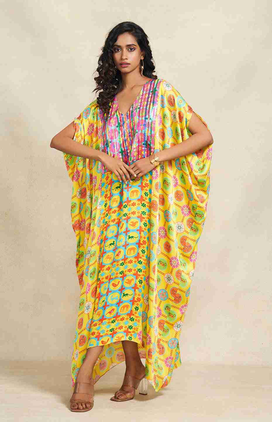 Yellow Sequins Kaftan