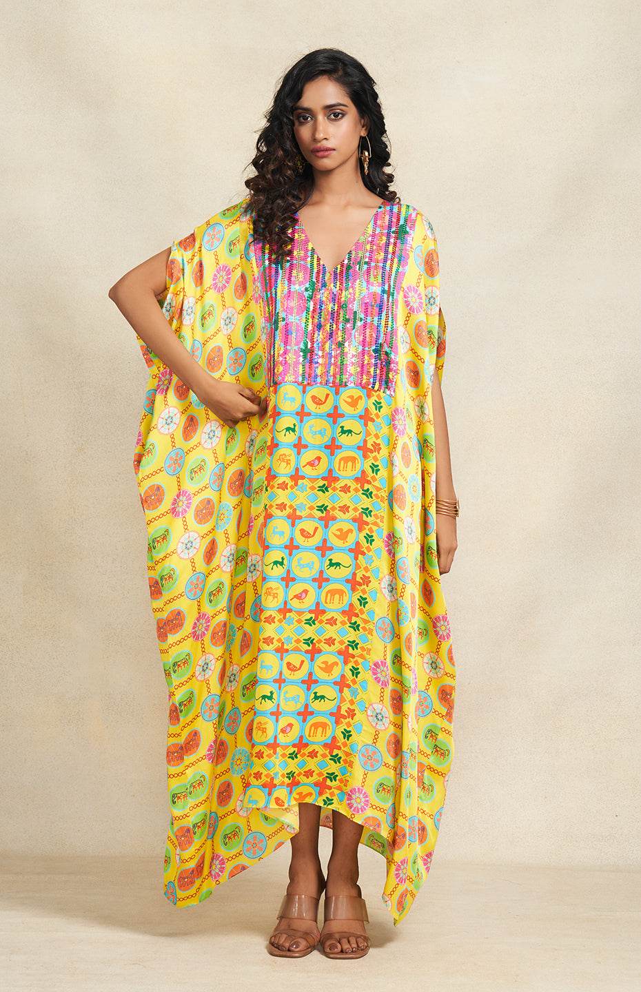 Yellow Sequins Kaftan