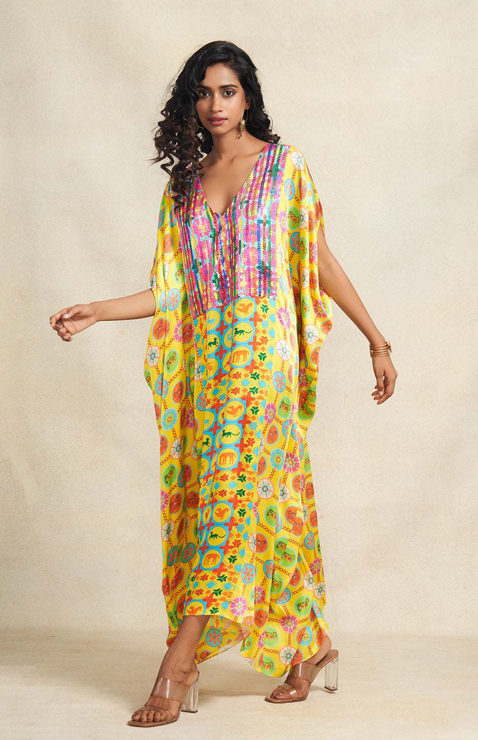 Yellow Sequins Kaftan