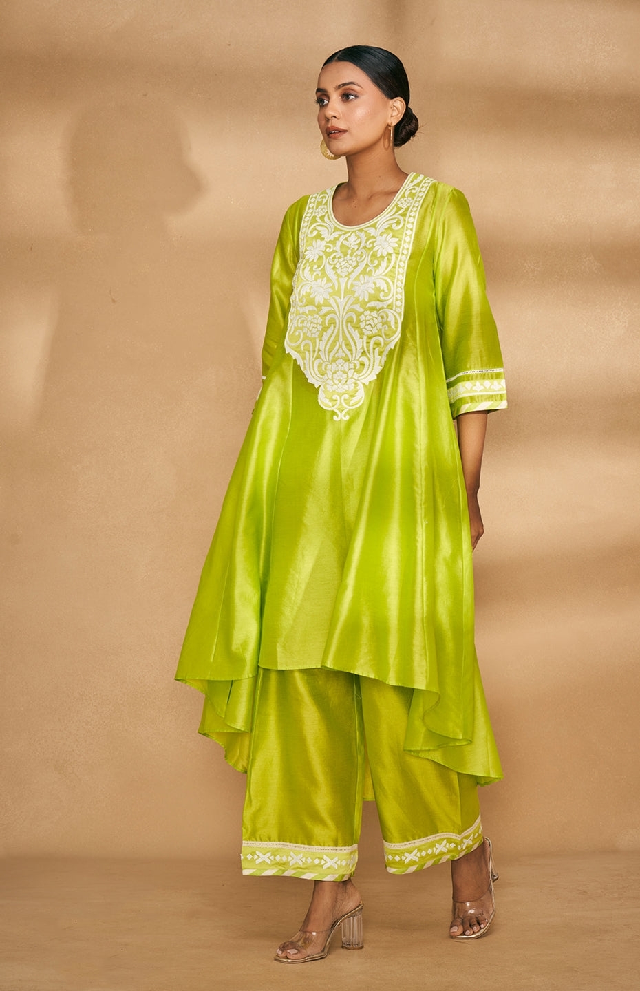 Lime Green Kali Kurta