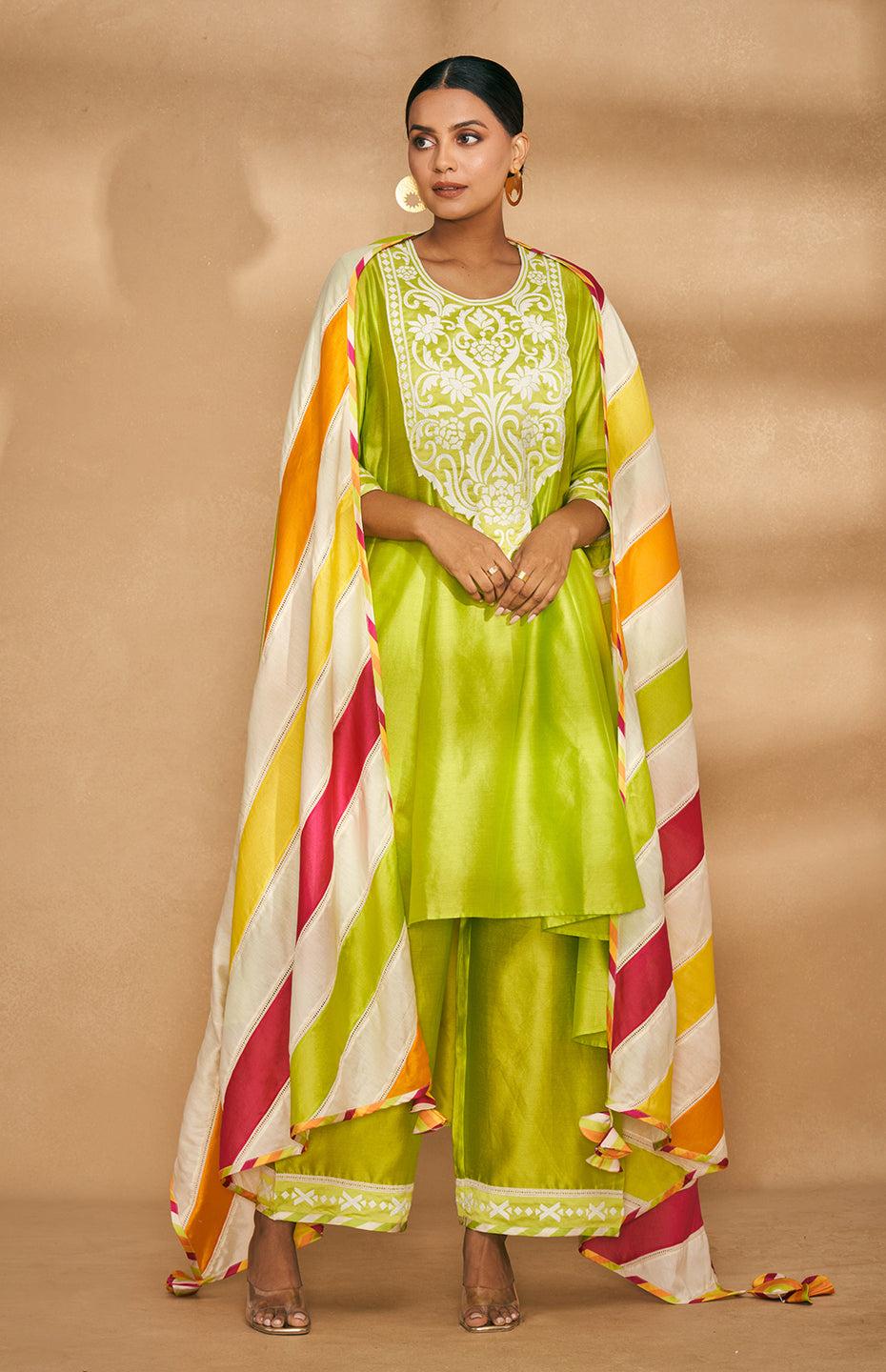 Lime Green Kali Kurta