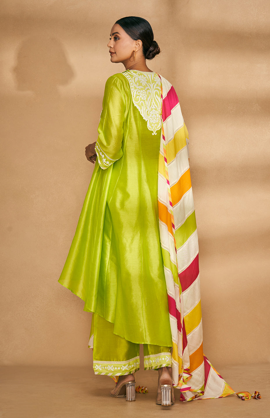 Lime Green Kali Kurta