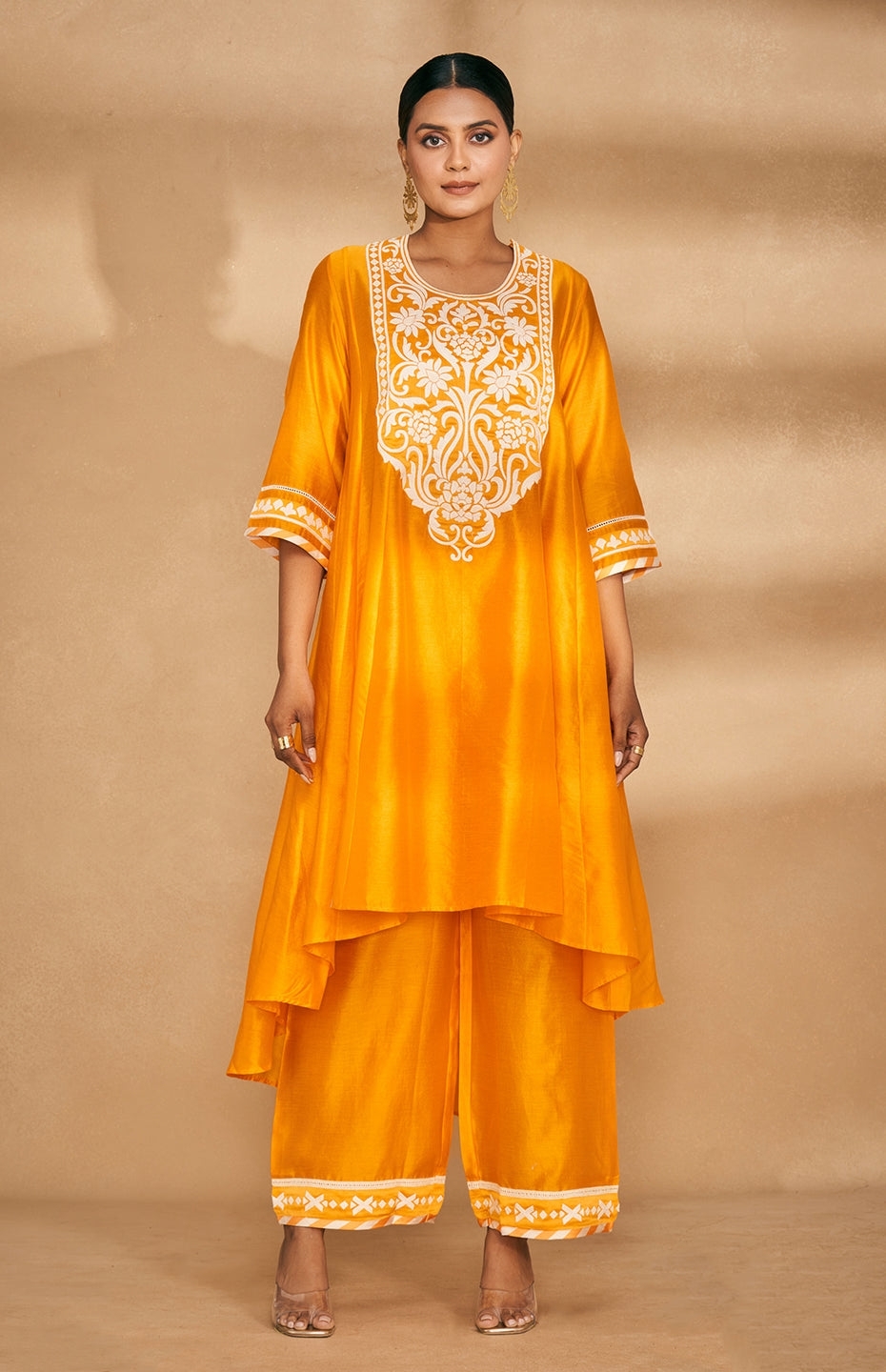 Orange Kali Kurta