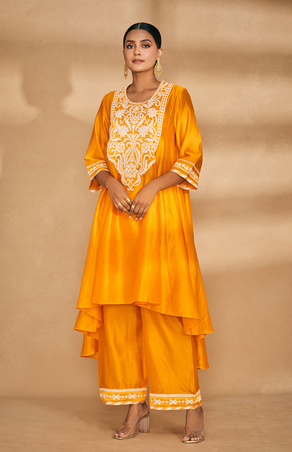 Orange Kali Kurta