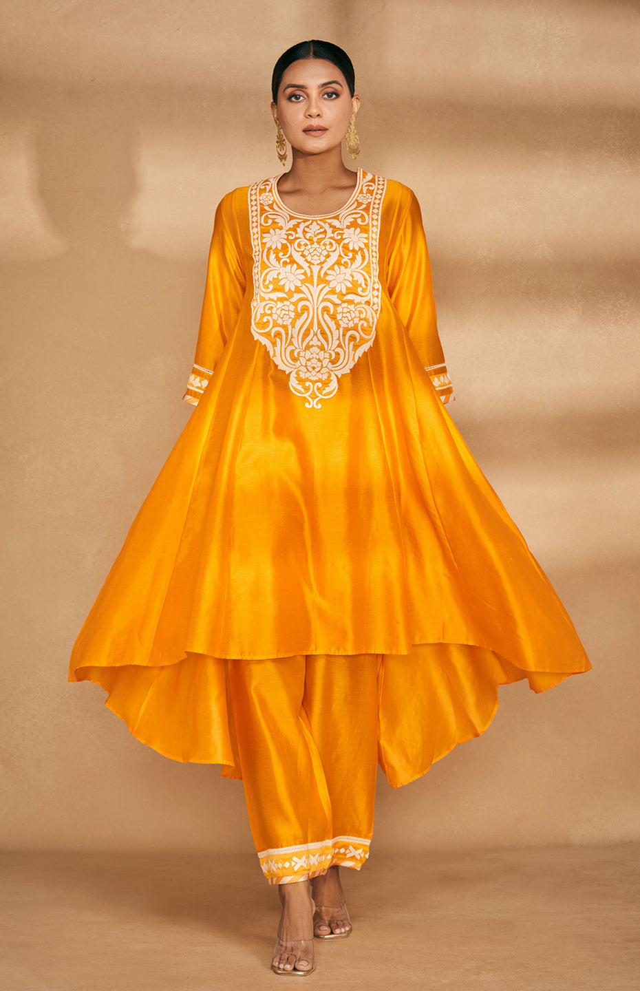 Orange Kali Kurta