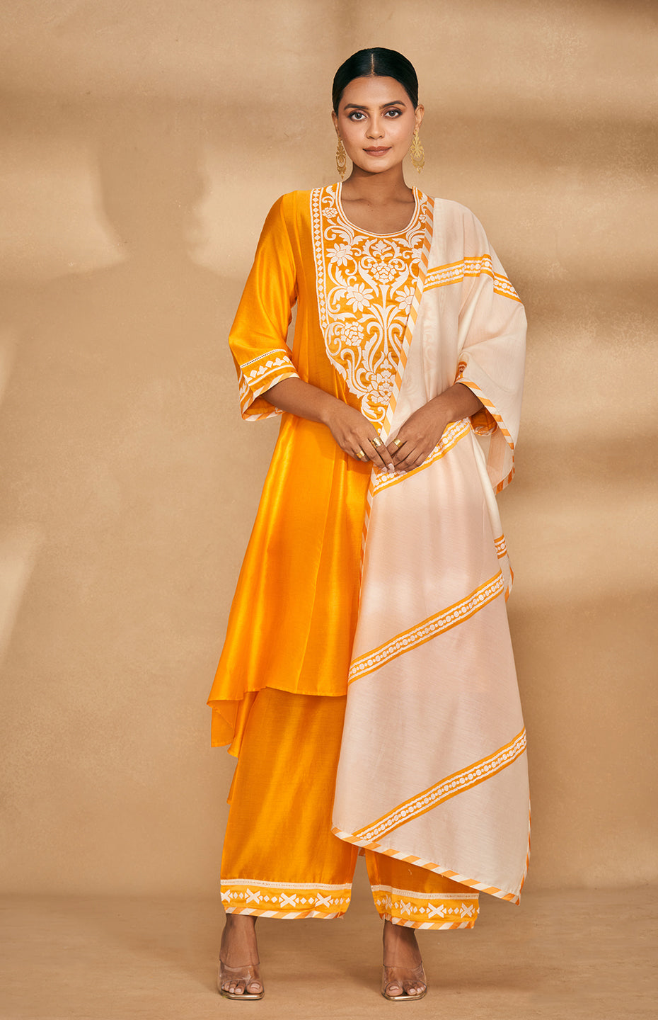 Orange Kali Kurta