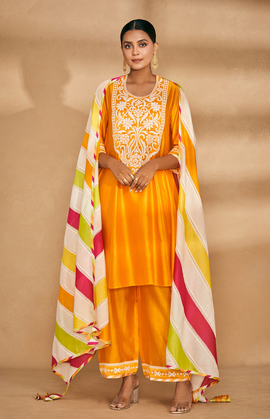 Orange Kali Kurta