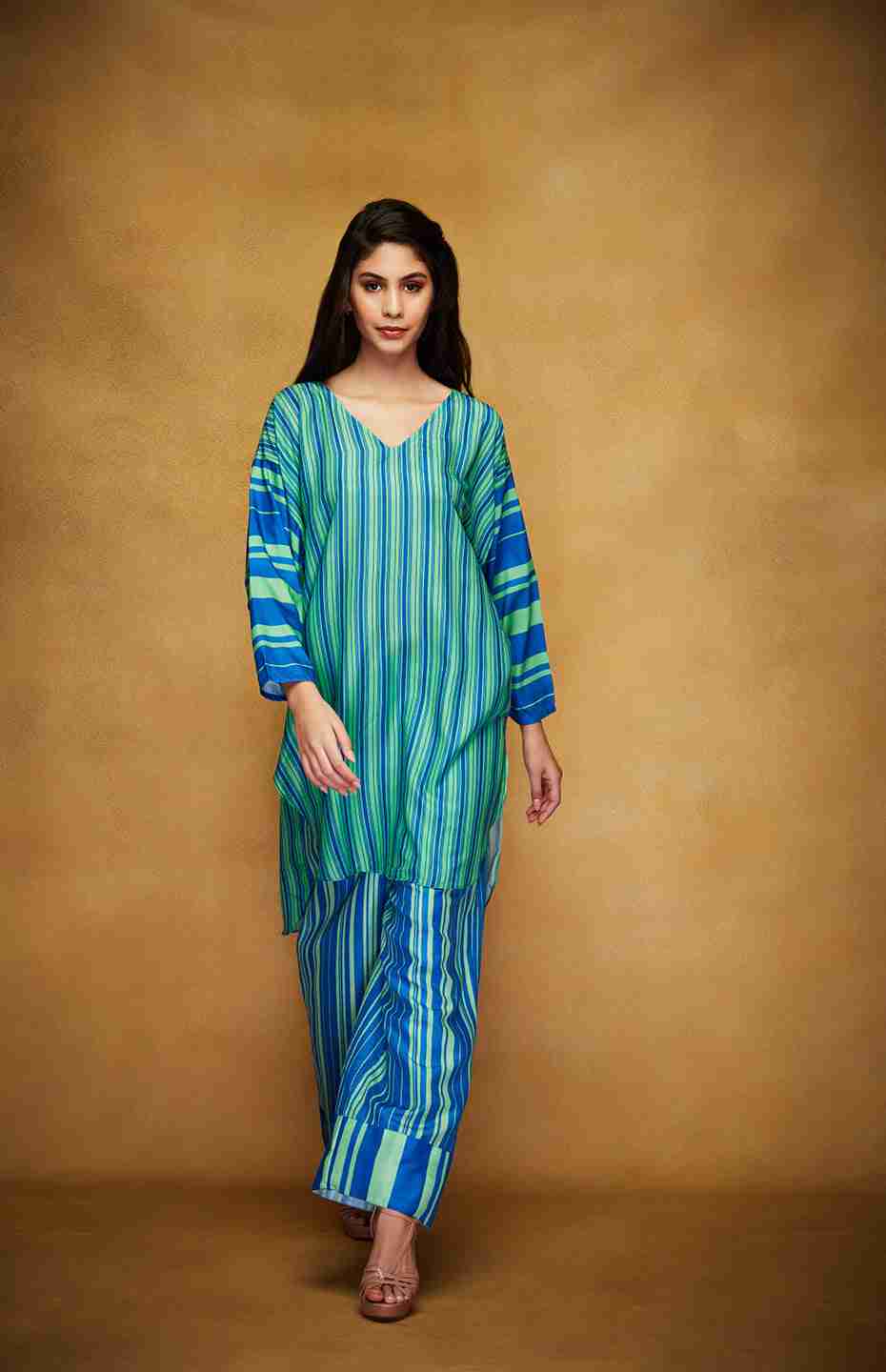 Green & Blue Kimono Kurta