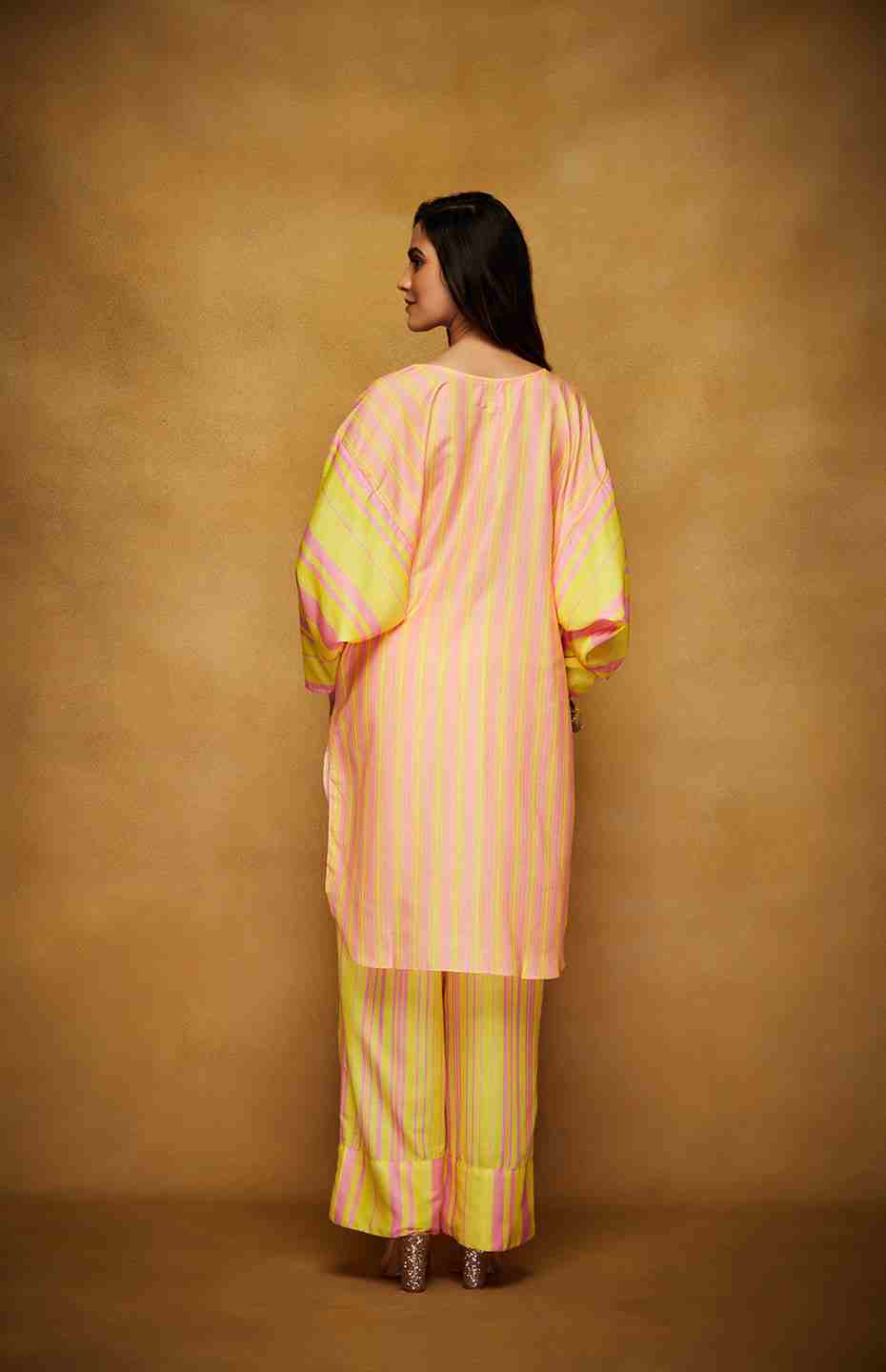 Pink & Yellow Kimono Kurta