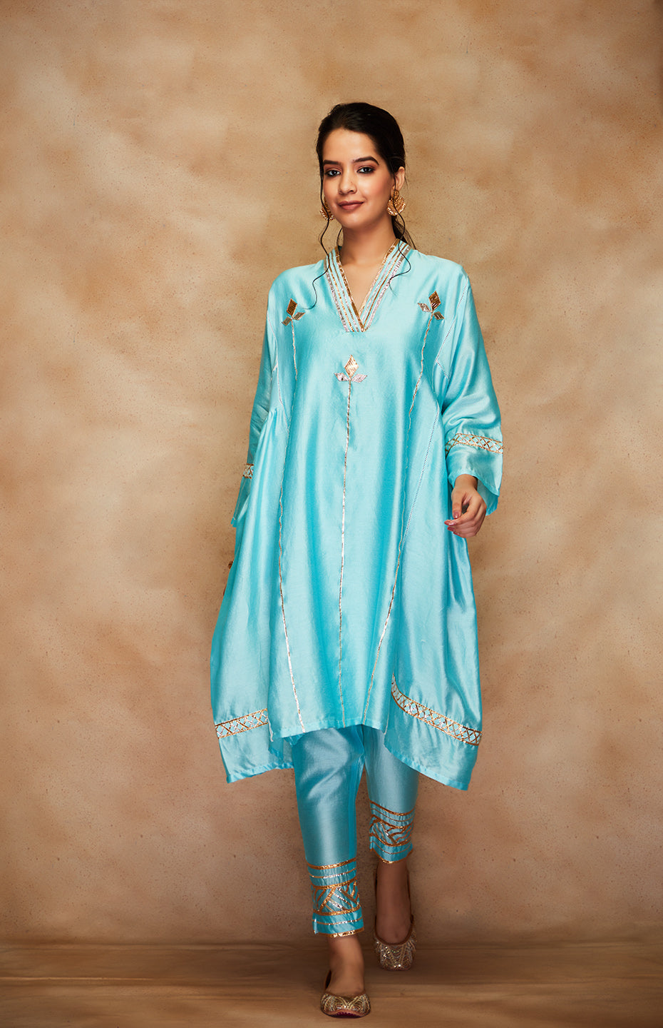 Blue Chanderi Silk Gota Tunic