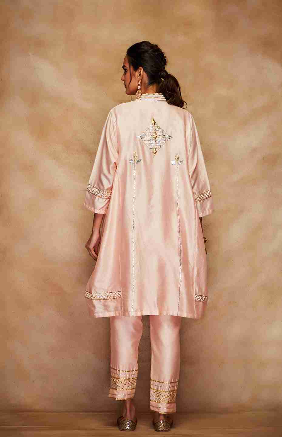 Peach Chanderi Silk Gota Tunic