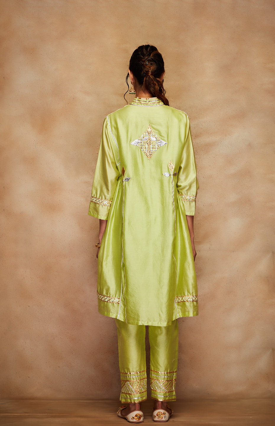 Pista Green Chanderi Silk Gota Tunic