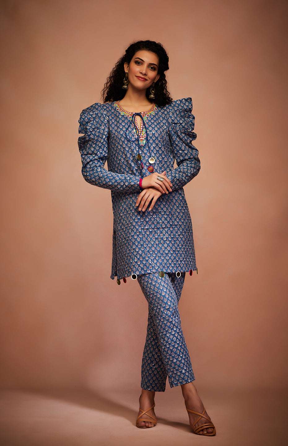 Blue Mirror and Sequins Kurti