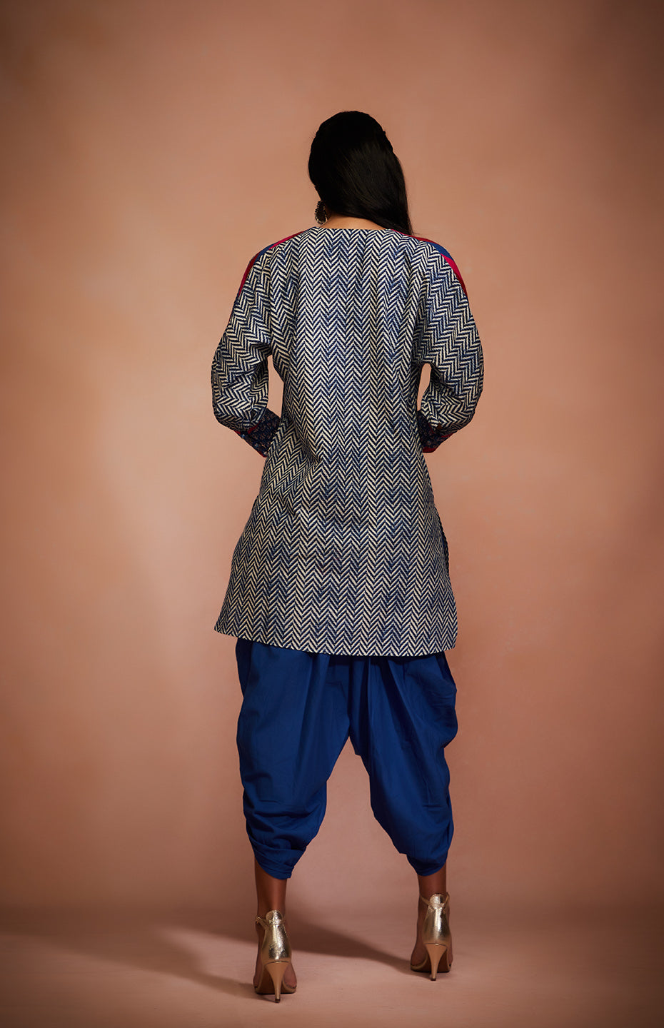 Blue Mirror Tribal Short Kurti