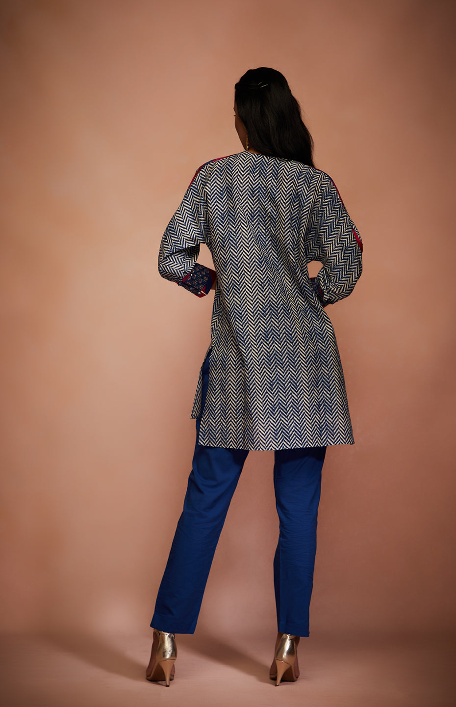 Blue Mirror Tribal Short Kurti