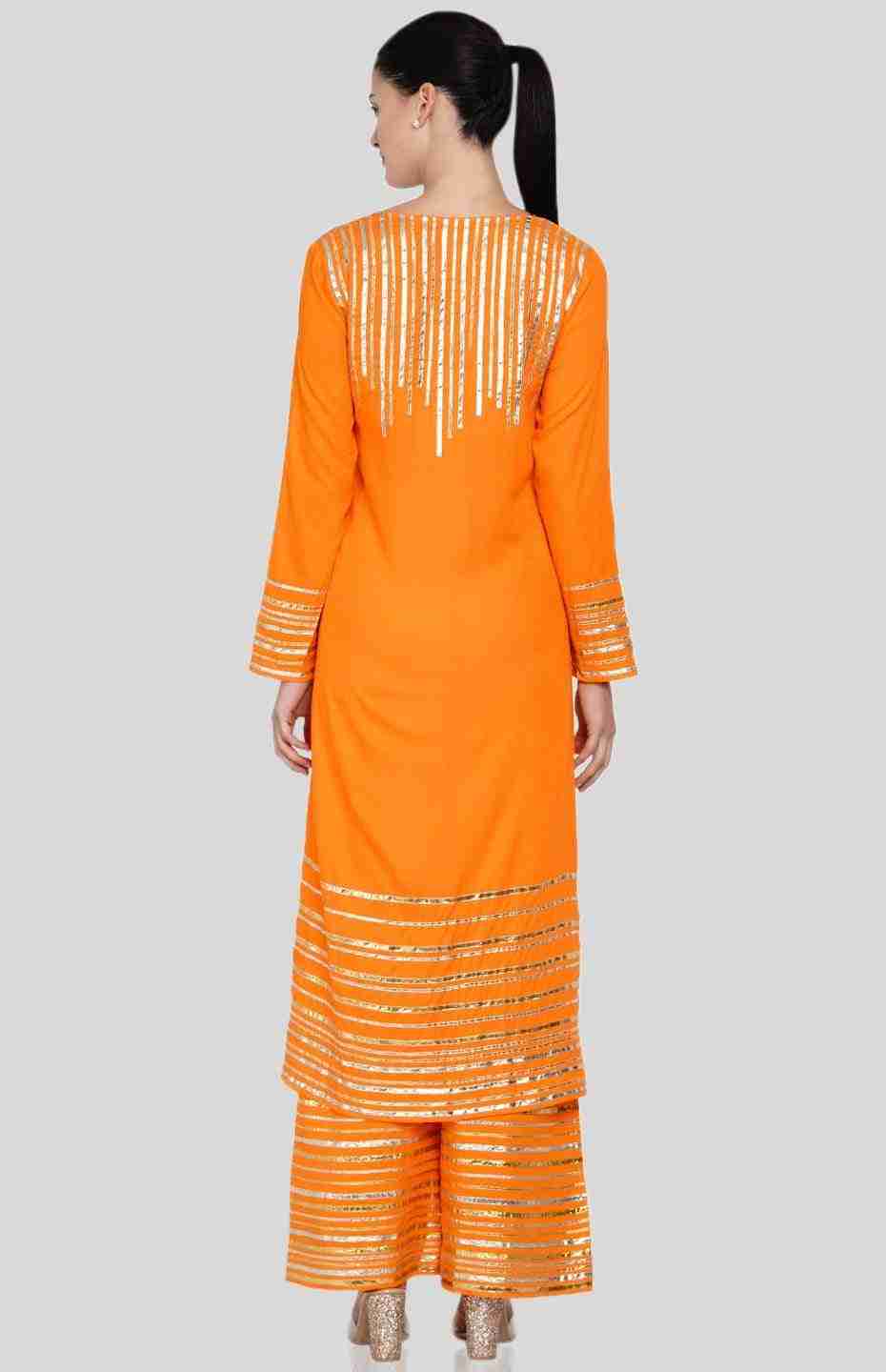 Orange Barcode Long Boxy Kurta