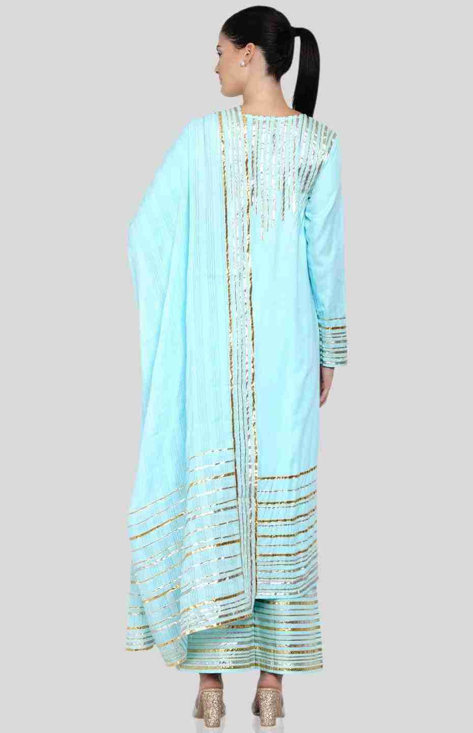 Pastel Blue Barcode Long Boxy Kurta