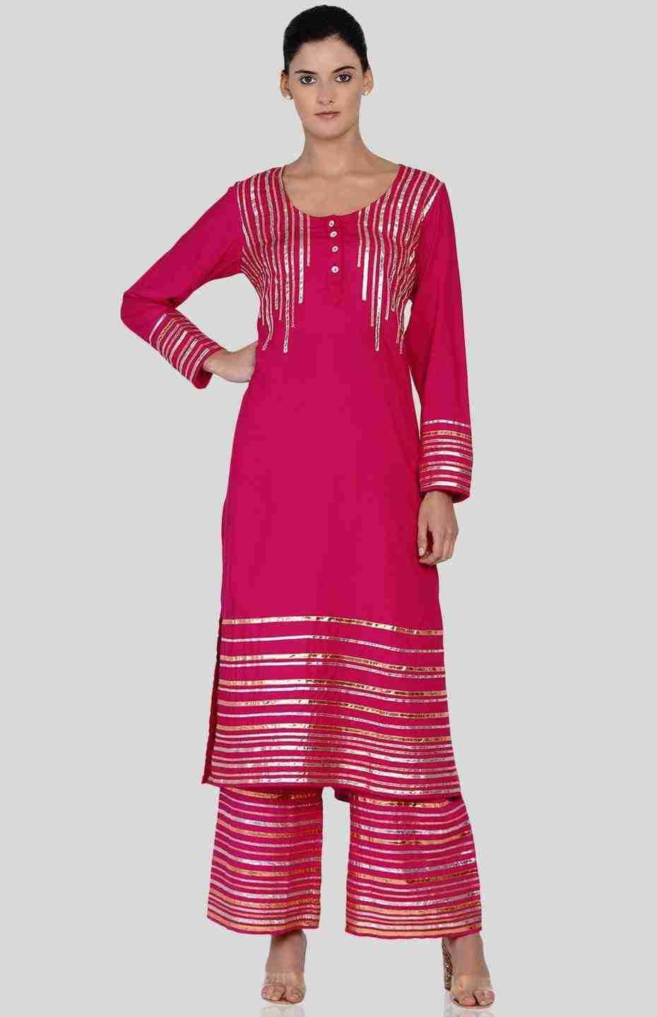 Pink Barcode Long Boxy Kurta