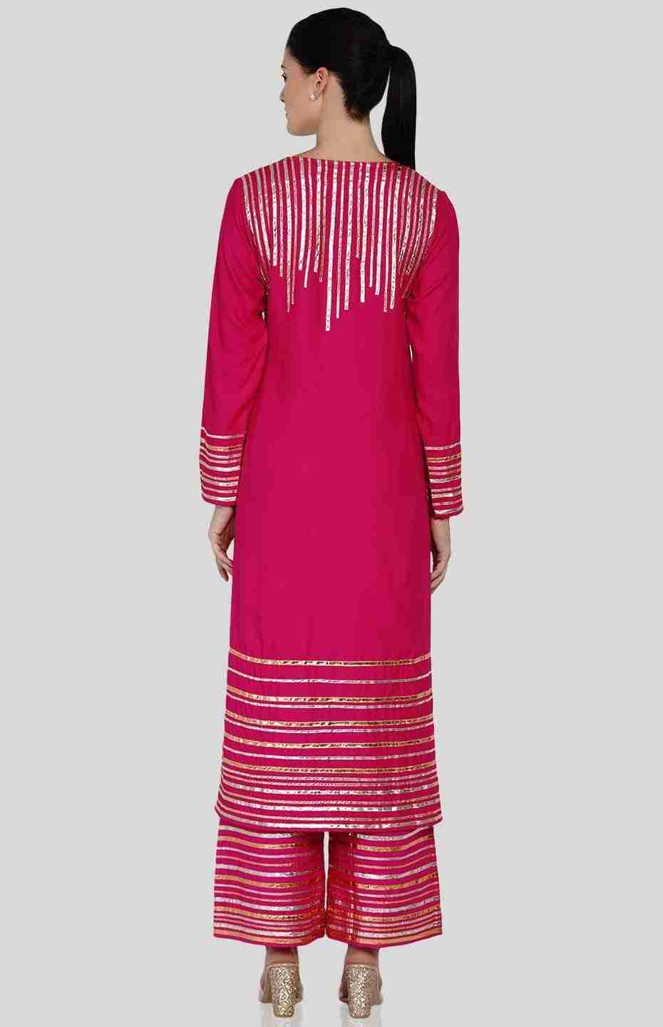 Pink Barcode Long Boxy Kurta