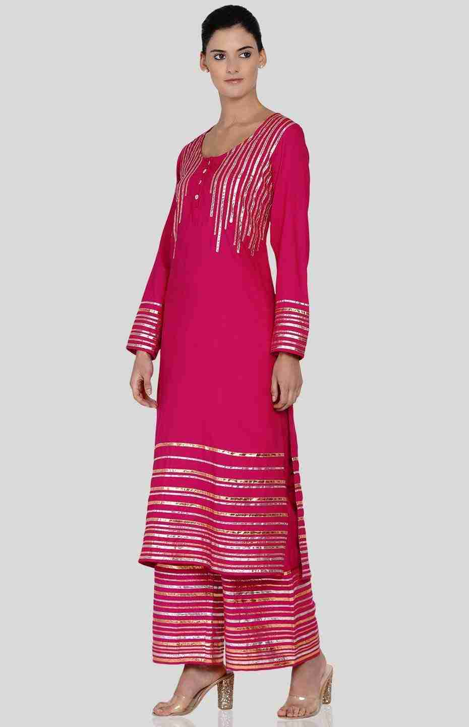 Pink Barcode Long Boxy Kurta
