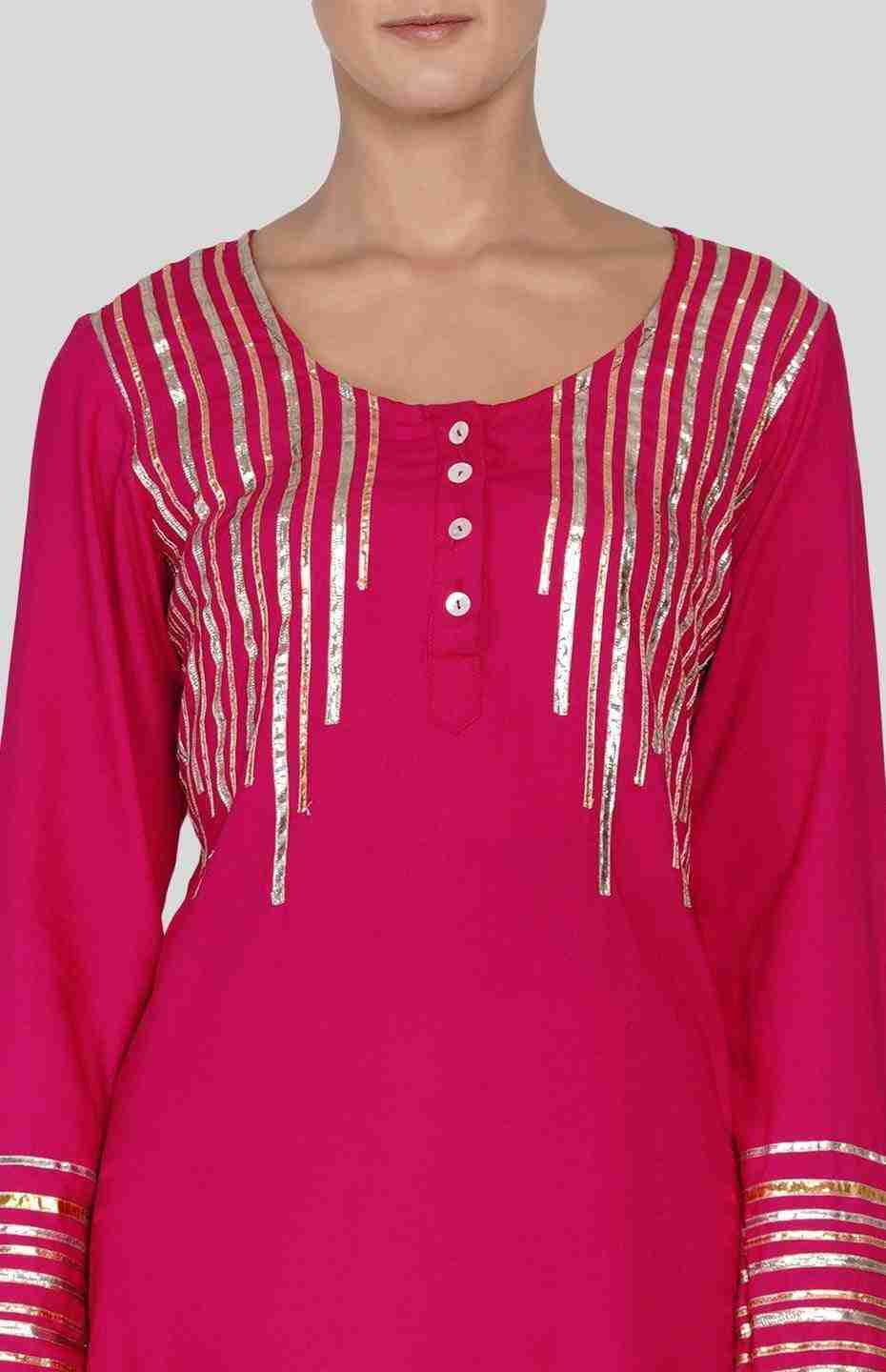 Pink Barcode Long Boxy Kurta