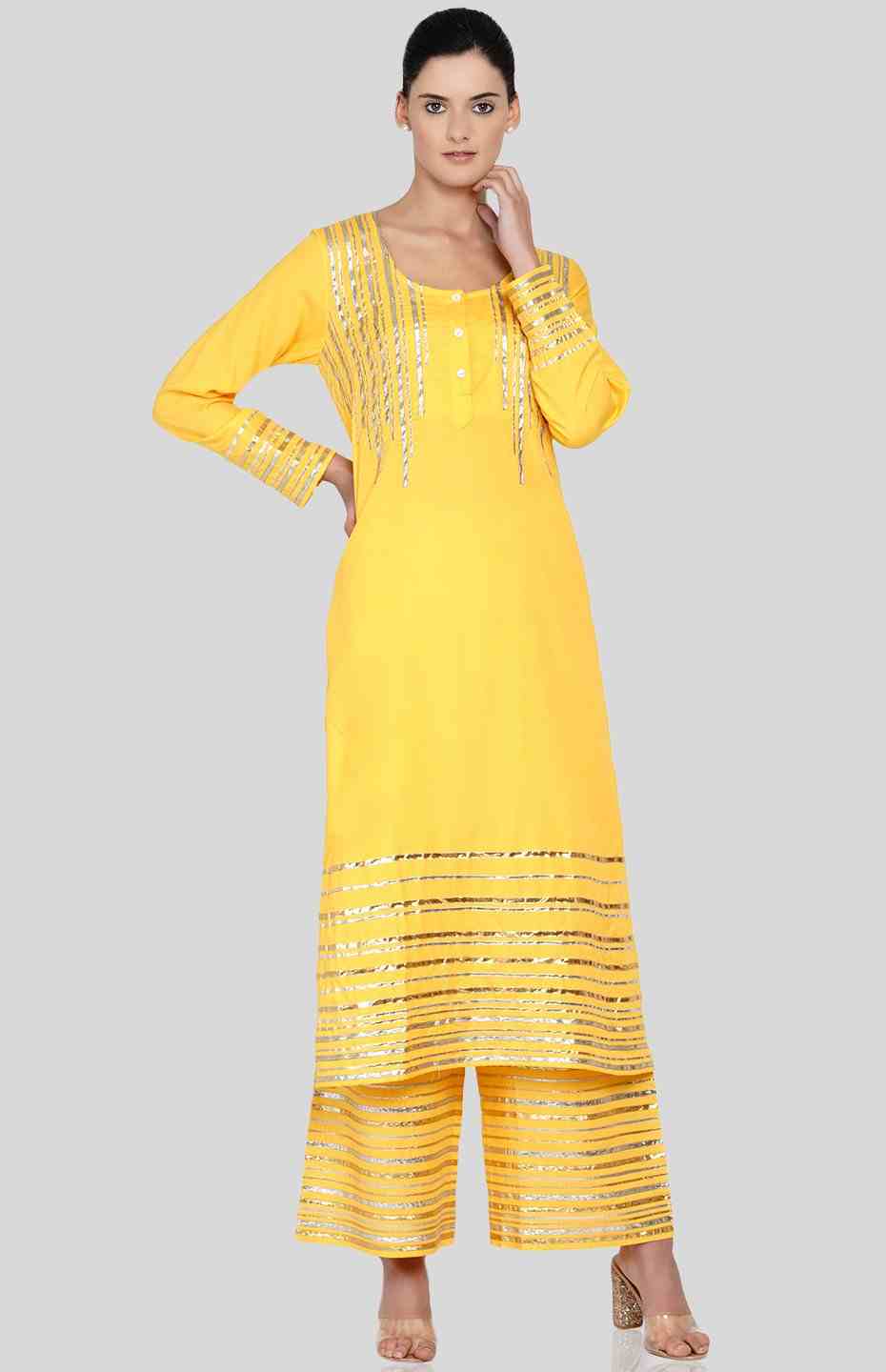 Yellow Barcode Long Boxy Kurta