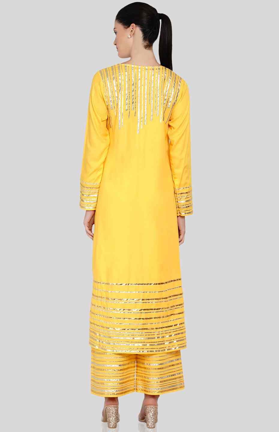 Yellow Barcode Long Boxy Kurta