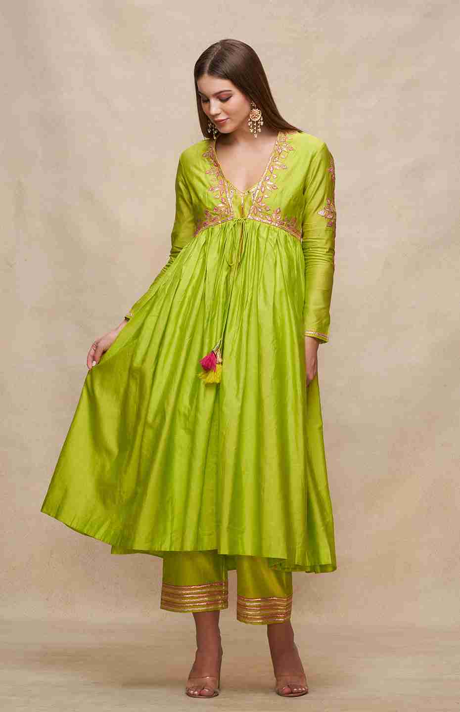 Lime Green Long Open Coat