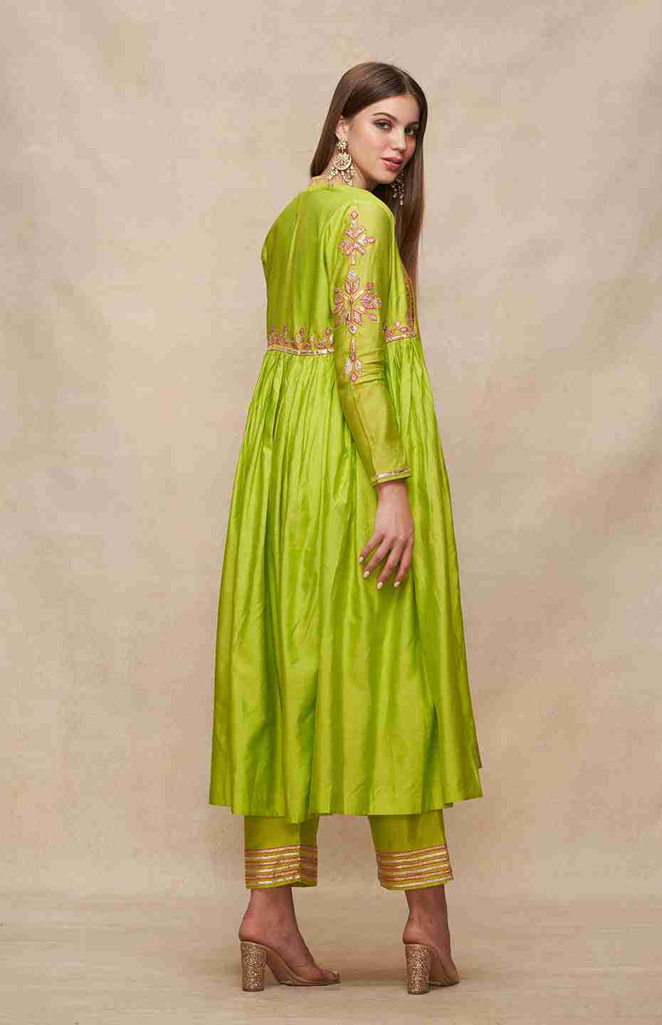 Lime Green Long Open Coat