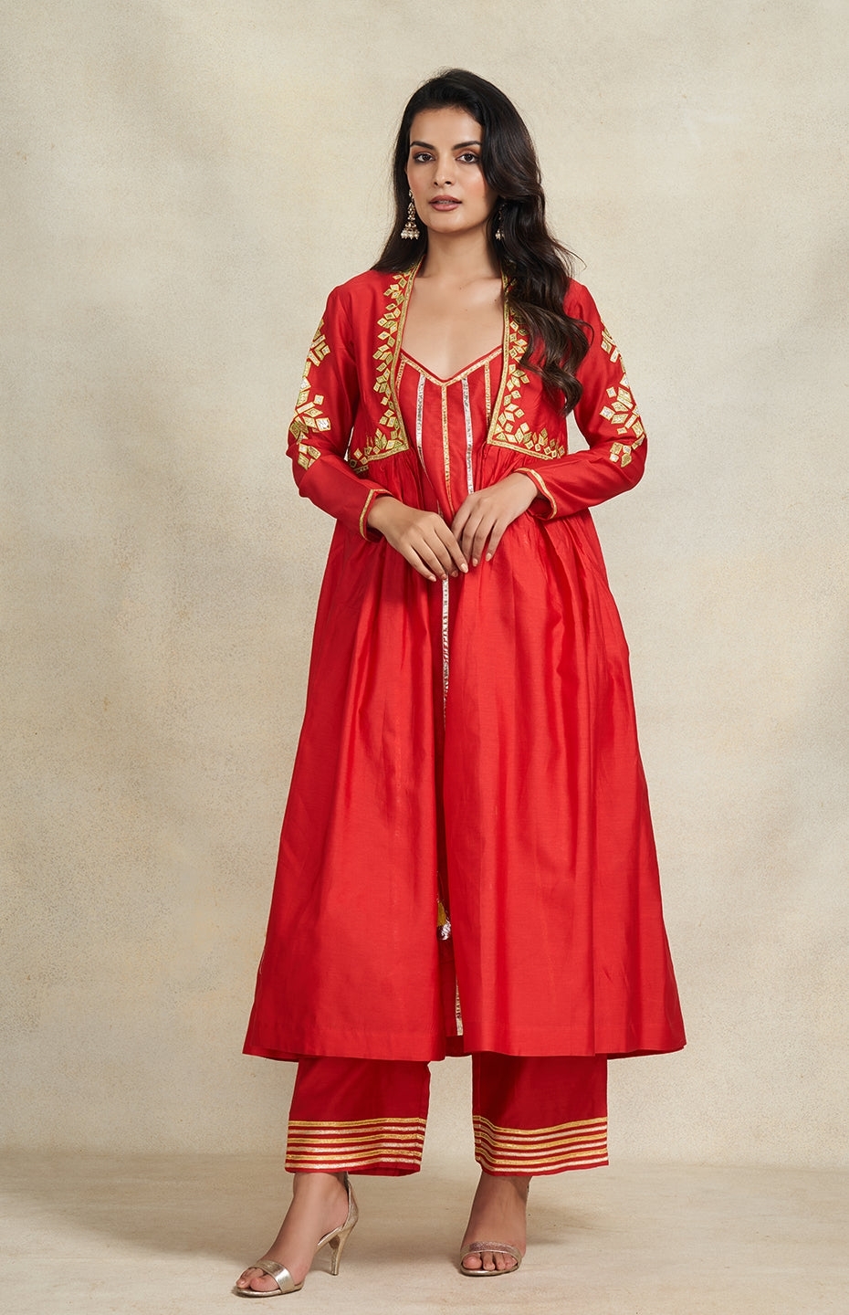 Red Long Open Coat