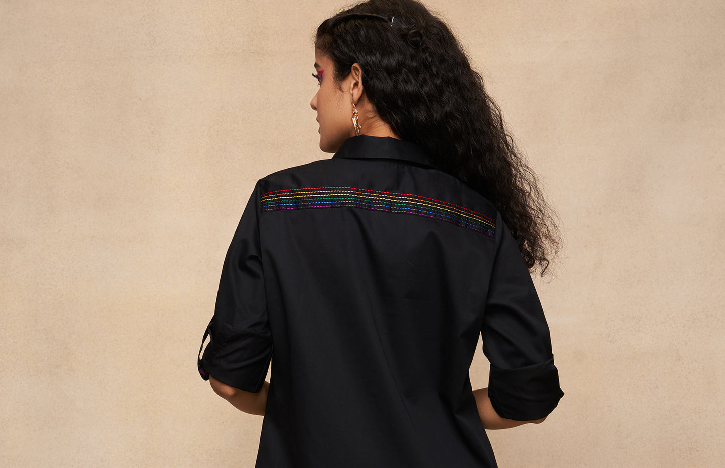 Satrangi Black Long Shirt