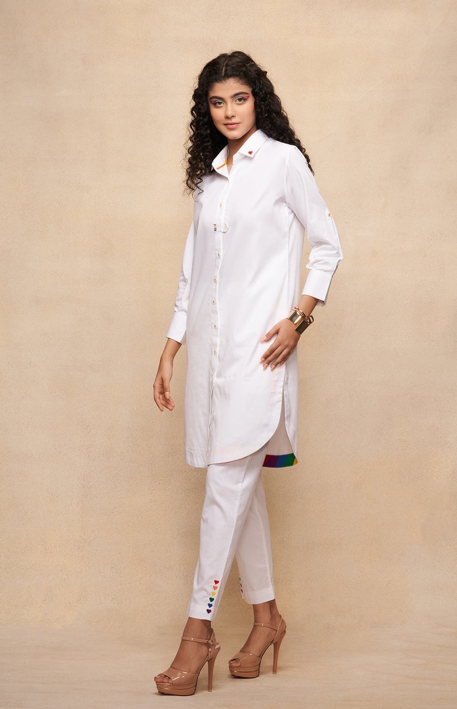 Satrangi White Long Shirt