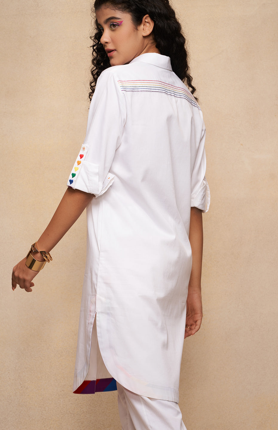 Satrangi White Long Shirt