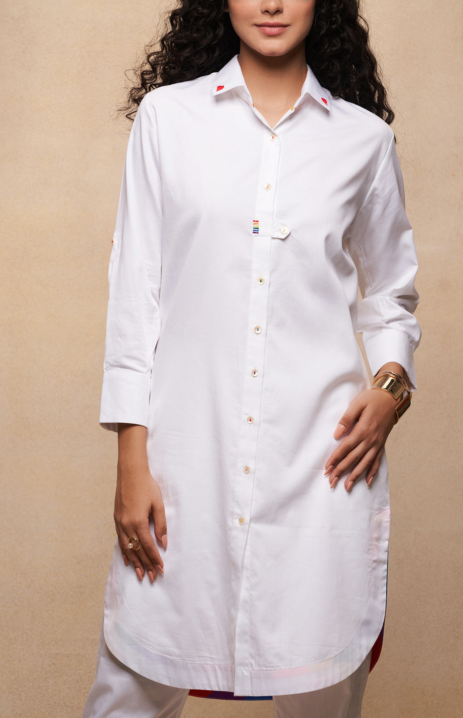 Satrangi White Long Shirt