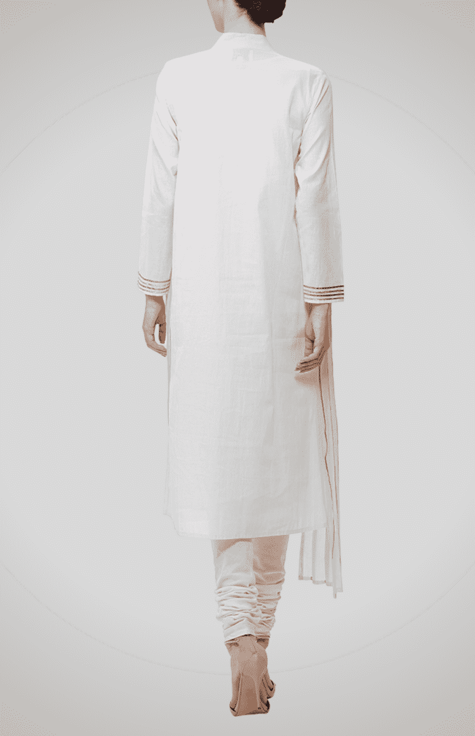 Off-White Pleated Go Dart Kurta with Gota Detailing