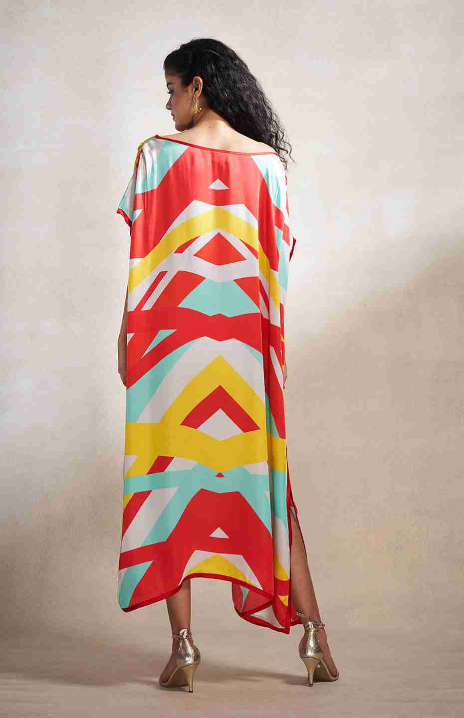 Red & Blue Abstract Kaftan