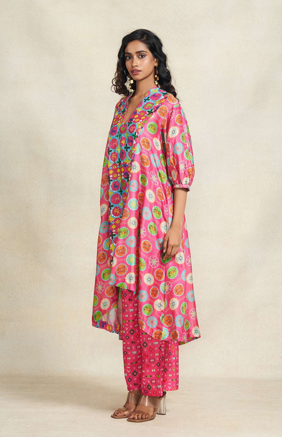 Pink Printed Linen Pant