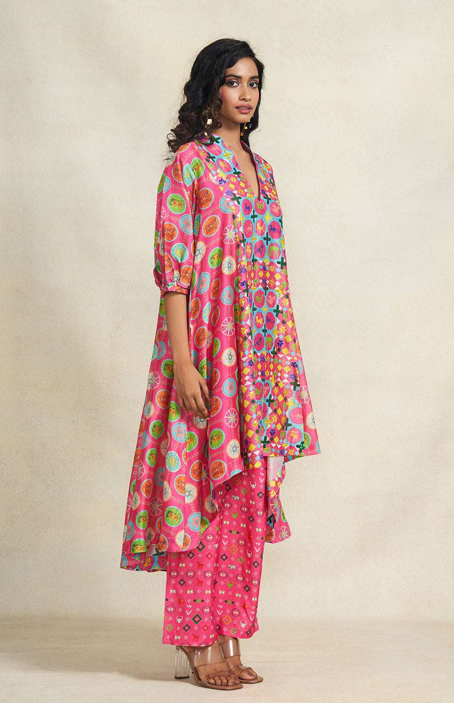 Pink Printed Linen Pant