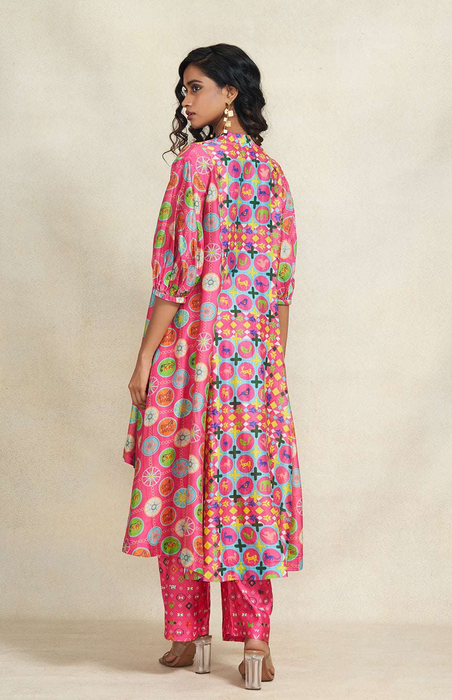 Pink Printed Linen Pant