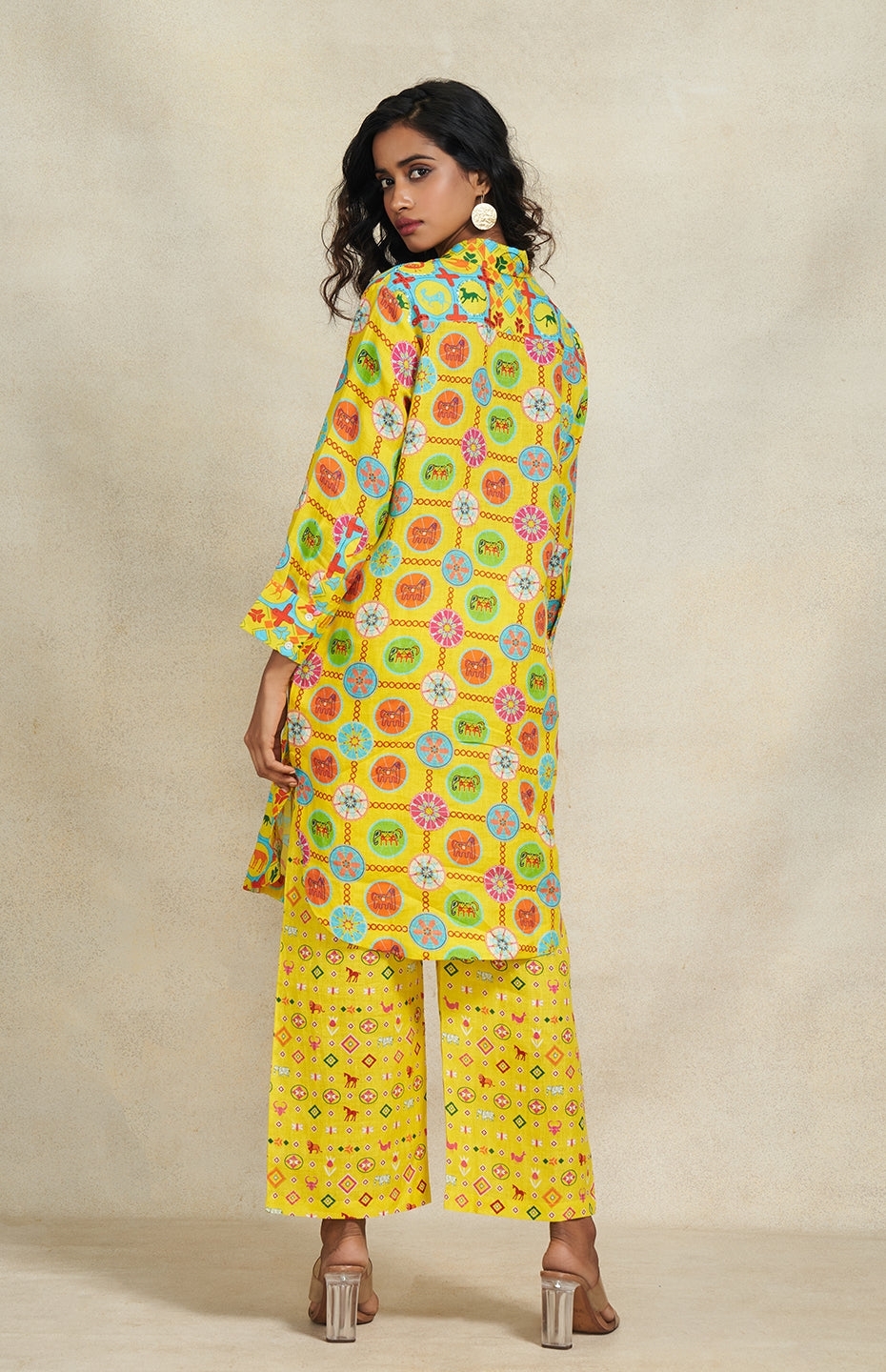 Yellow Printed Linen Pant