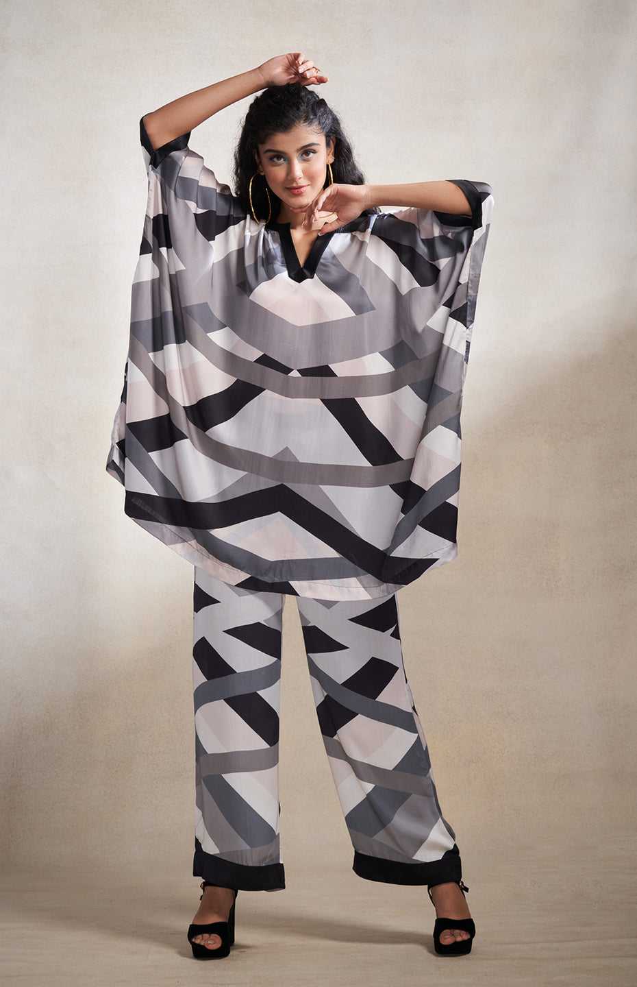 Monochrome Abstract Straight Pants