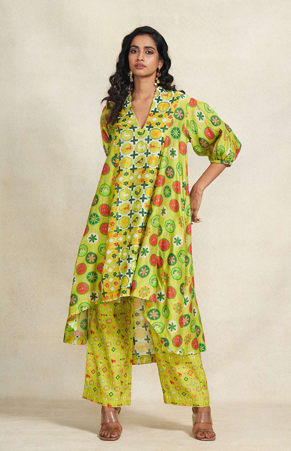 Green Sequins Panel Tunic
