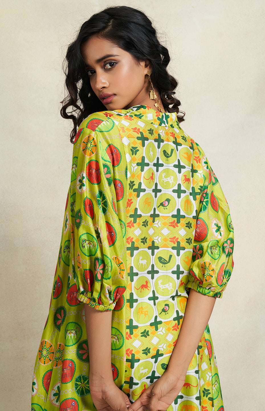 Green Sequins Panel Tunic
