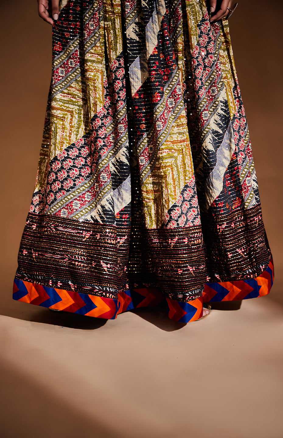 Mirror and Sequins Tribal Skirt