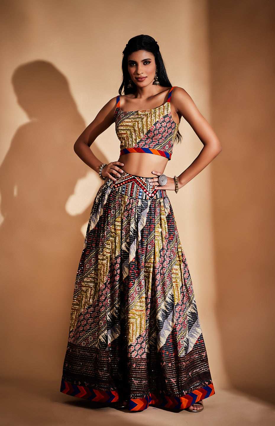 Mirror and Sequins Tribal Skirt