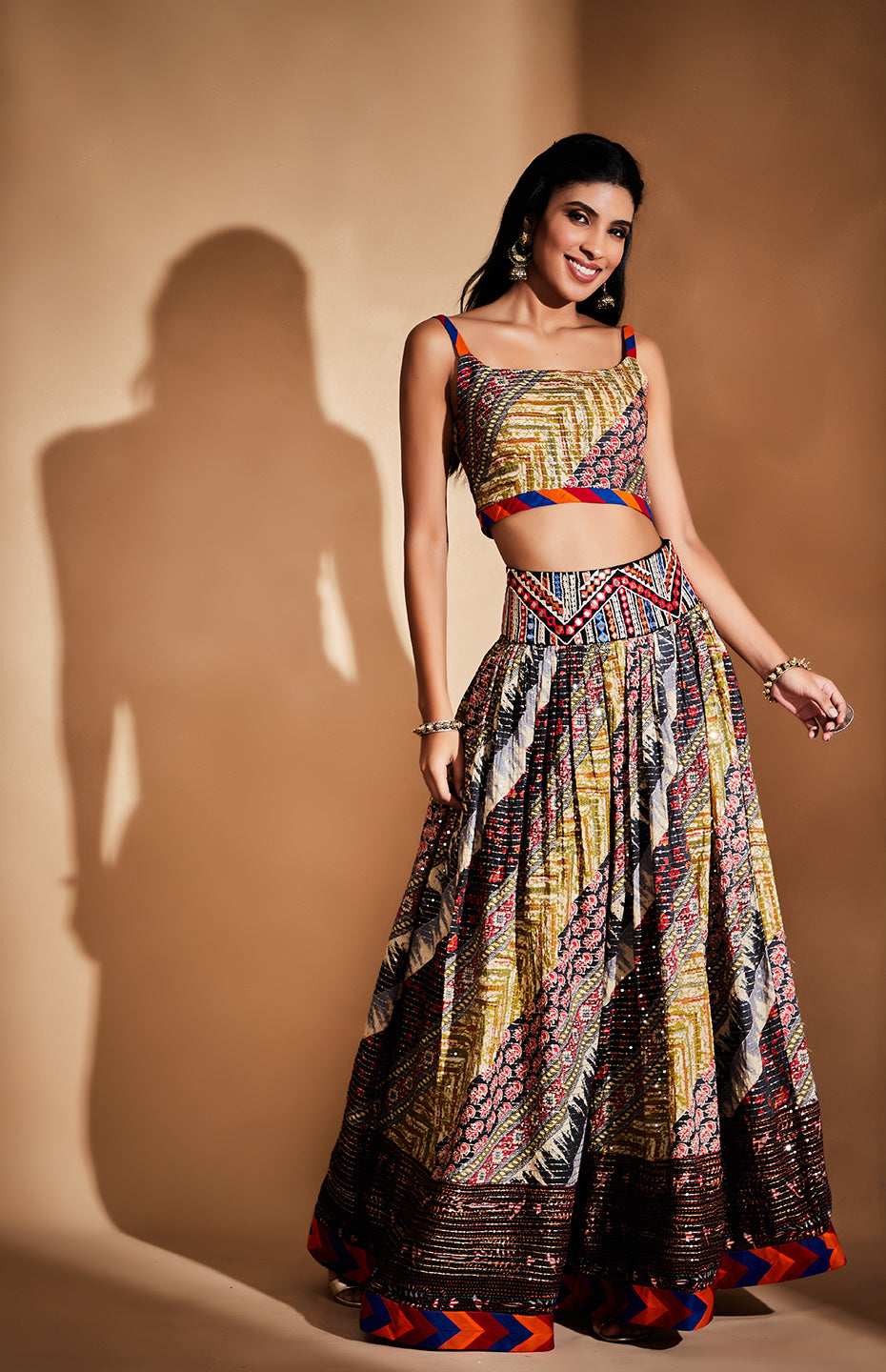 Mirror and Sequins Tribal Skirt