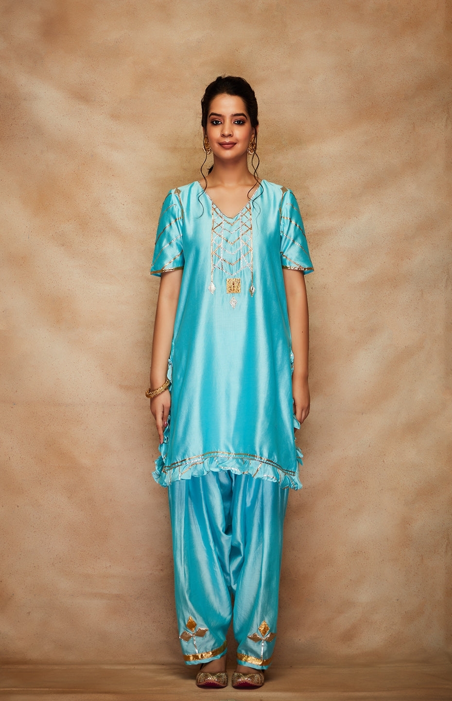 Blue Chanderi Silk Gota Salwar