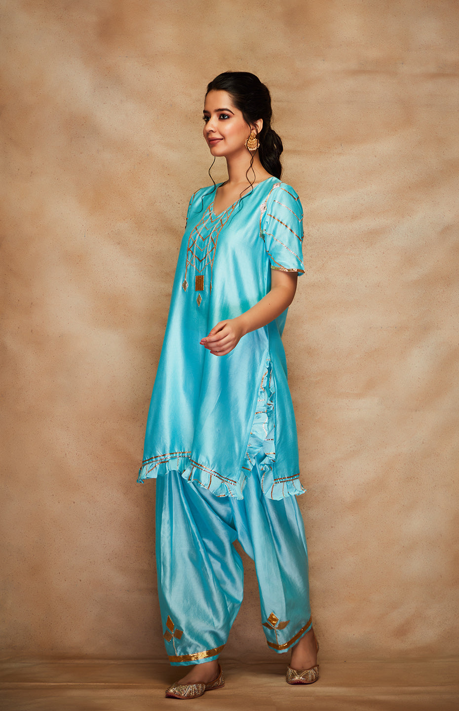 Blue Chanderi Silk Gota Salwar