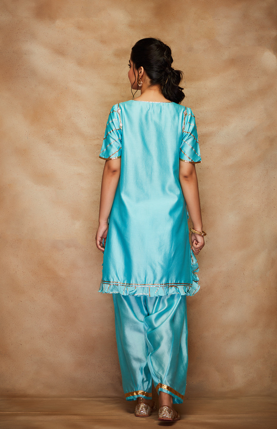 Blue Chanderi Silk Gota Salwar